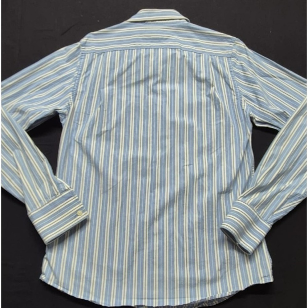 Abercrombie & Fitch Muscle‎ men's blue/white strip button down LS shirts sz. M - Picture 2 of 10